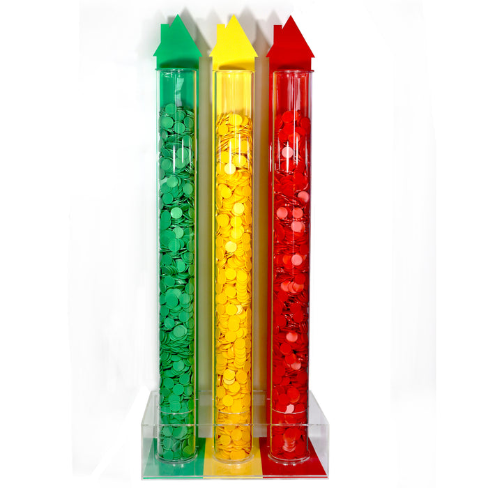 Large Token Collectors Tube + Reward Tokens 3 Tube Collector + 6000 Tokens + 3 Sign Holders
