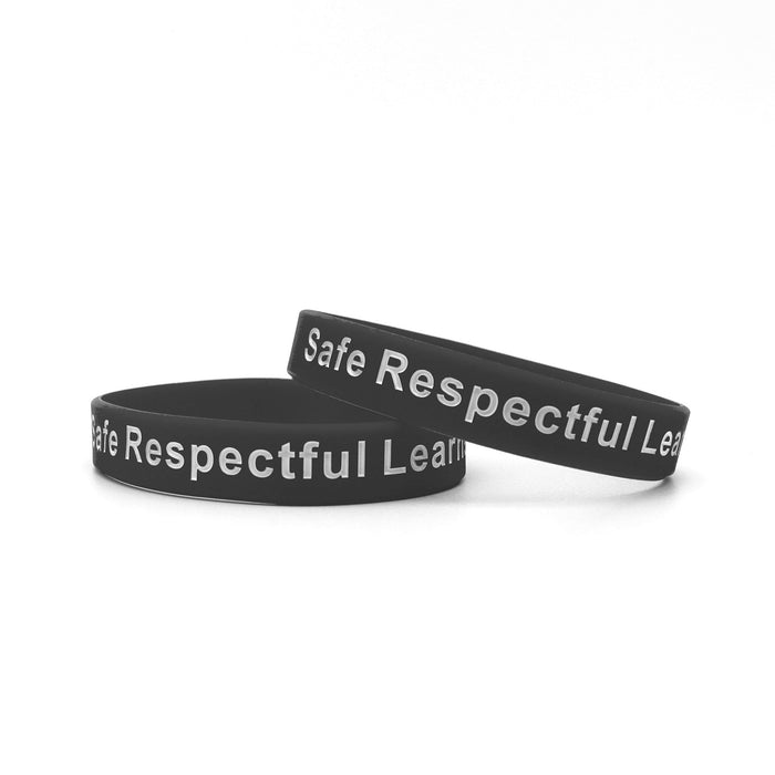Black Printed Silicone Wristbands White