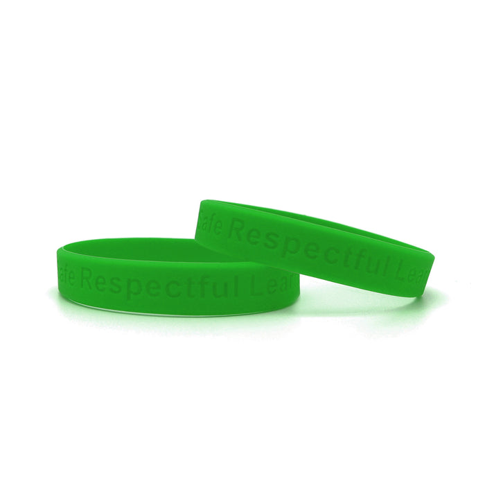 Dark Green Debossed Silicone Wristbands