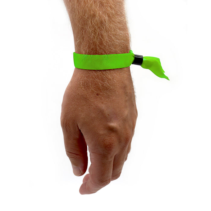 Green Fabric Wristbands Worn Around Arm