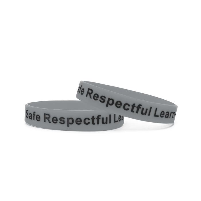 Silver Printed Silicone Wristbands Black