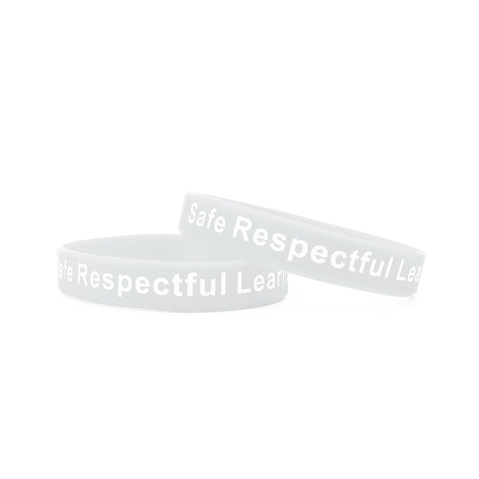 White Printed Silicone Wristbands White