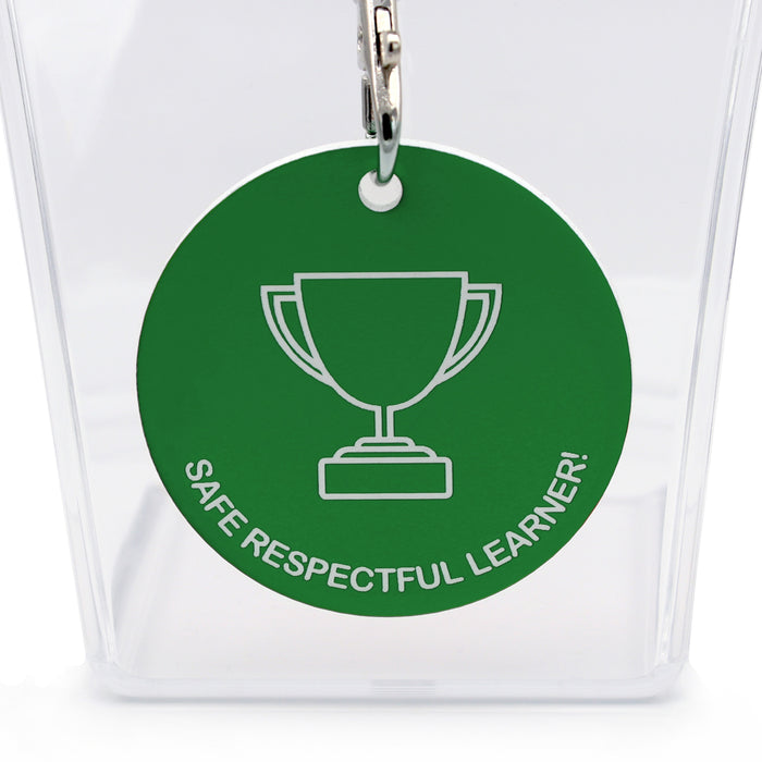 Green Acrylic Reward Medal - Safe Respectful Learner!