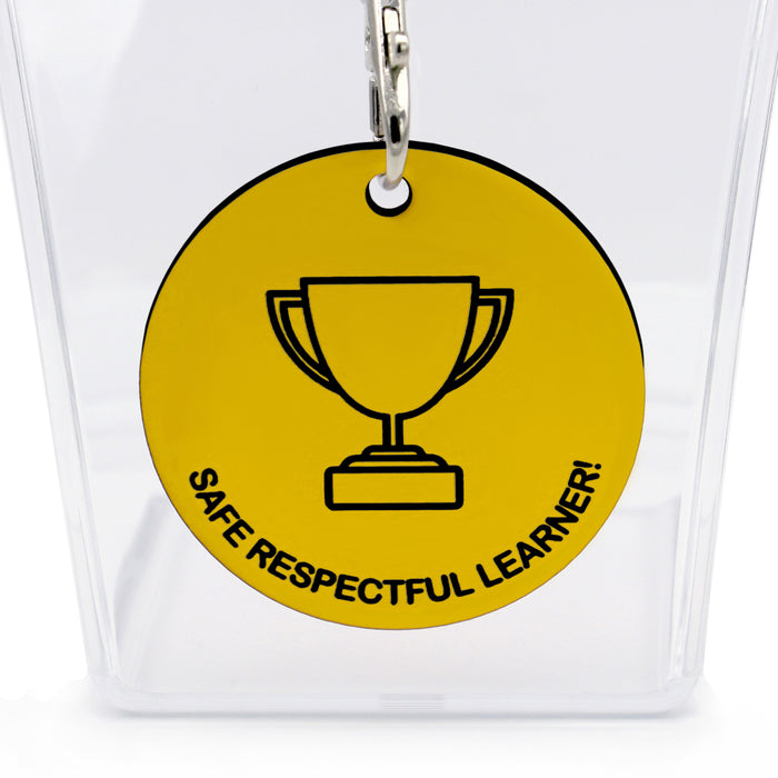 Yellow Acrylic Reward Medal - Safe Respectful Learner!