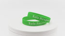 Video of dark green silicone wristbands with white printing