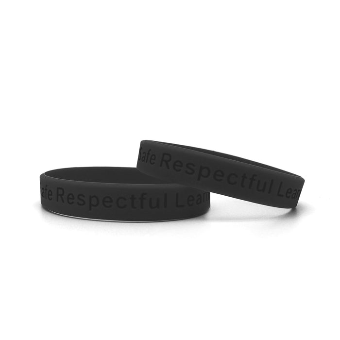 Black Debossed Silicone Wristbands
