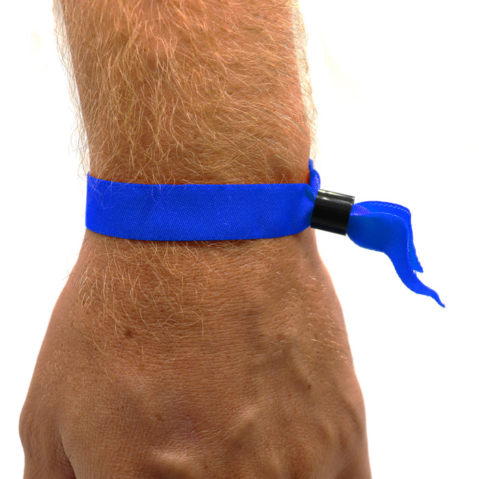 Close Up Of A Blue Fabric Wristband
