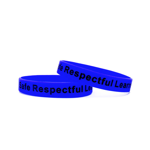 Blue Printed Silicone Wristbands Black