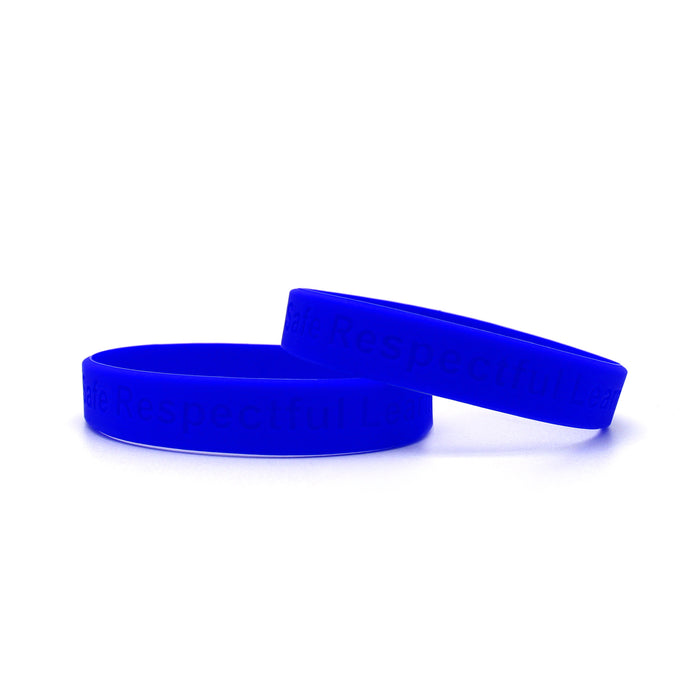 Blue Debossed Silicone Wristbands