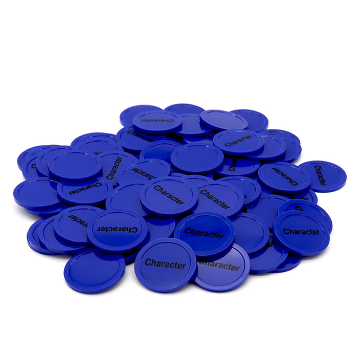 Dark Blue Tokens With Character in Black