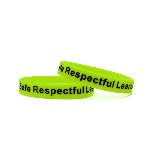 Lime Green Printed Silicone Wristbands Black