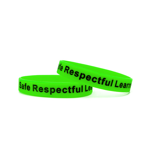 Neon Green Printed Silicone Wristbands Black