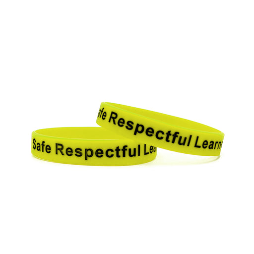 Neon Yellow Printed Silicone Wristbands Black