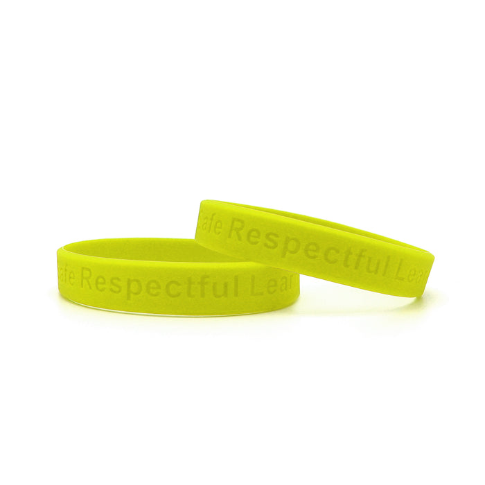 Neon Yellow Debossed Silicone Wristbands