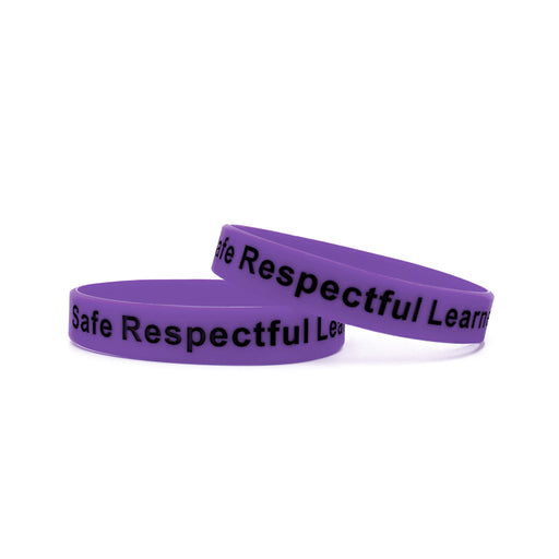 Purple Printed Silicone Wristbands Black