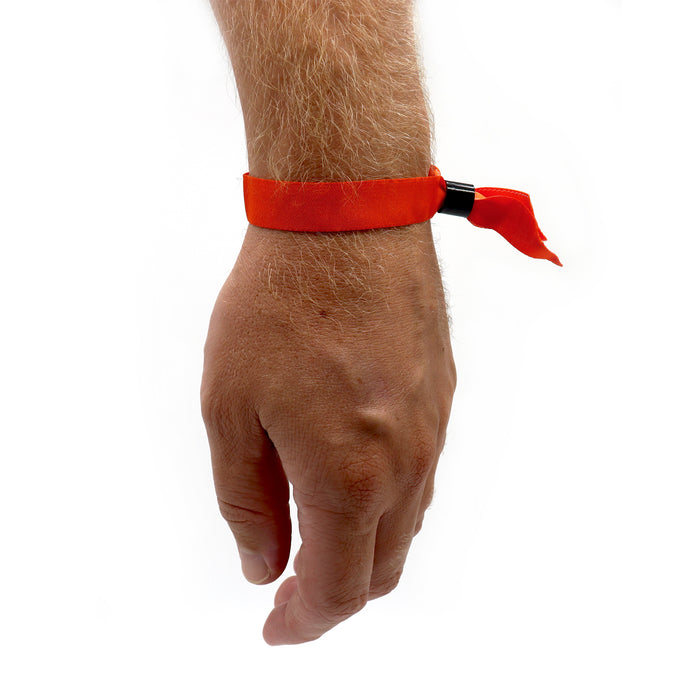 Red Fabric Wristbands Worn Around Arm