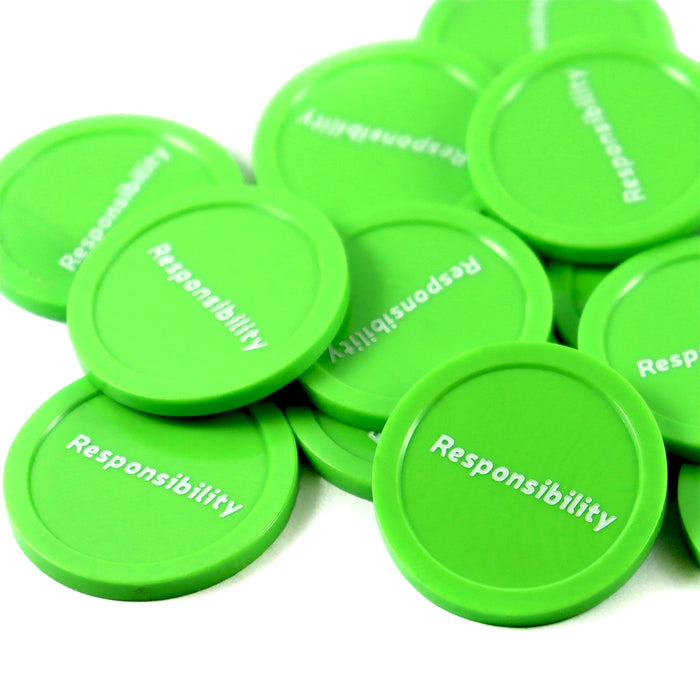 Green Tokens With Responsibility in White