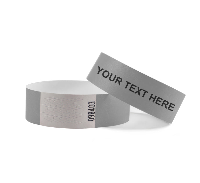 Custom Silver Tyvek Wristbands