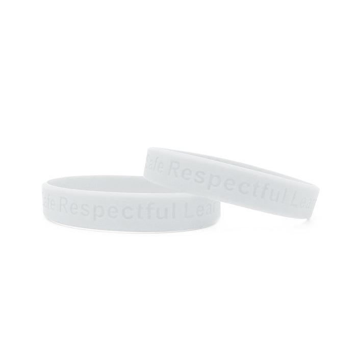 White Debossed Silicone Wristbands