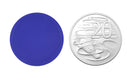Dark Blue Reward Token Next To A 20c Coin For Size Comparison