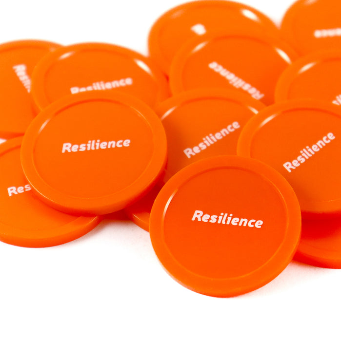 Orange Tokens With Resilience in White