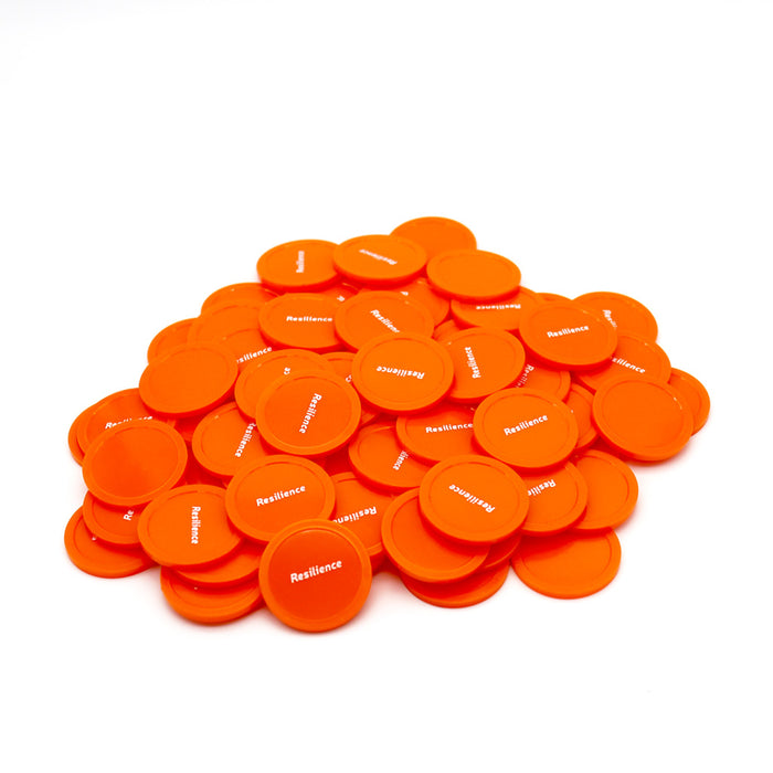 Orange Tokens With Resilience in White